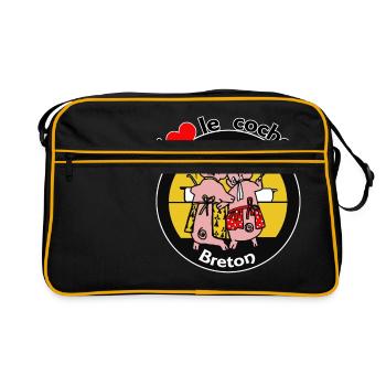 Bretonisches Schwein - Retro Tasche - Schwarz/Gold - Vorne