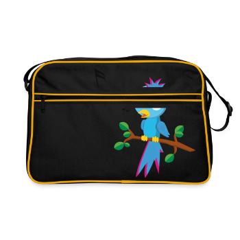 Petit oiseau chante / chante oiseau - Sac Retro - noir/or - Devant