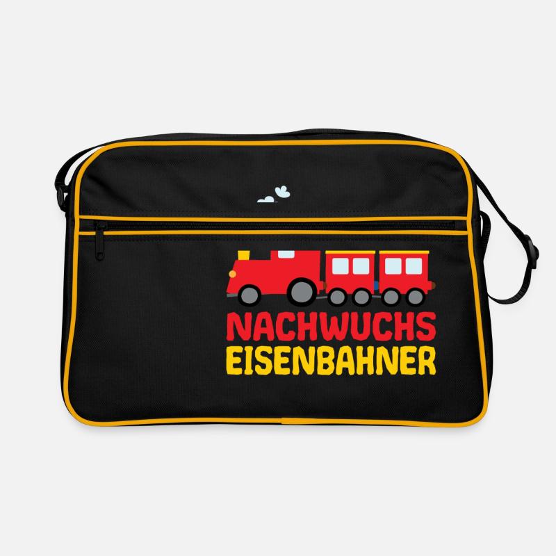 Nachwuchs Eisenbahner Eisenbahn Dampfzug Lok Rot - Retro Tasche - Schwarz/Gold