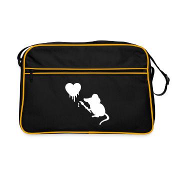 Artist Mouse with Brush Heart - Retro Bag - black/gold - Front