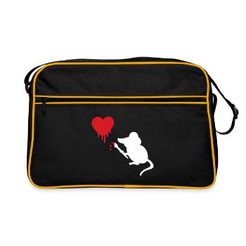 Mouse Brush Heart Street Art - Retro Bag - black/gold - Front