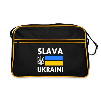 Slava ukraini - Retro Tasche - Schwarz/Gold - Vorne