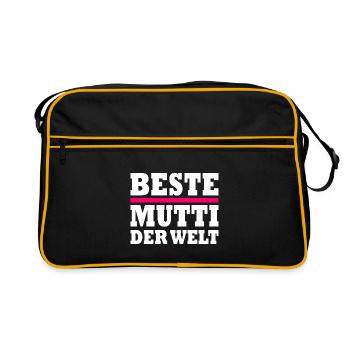 Beste mutti der welt - Retro Tasche - Schwarz/Gold - Vorne