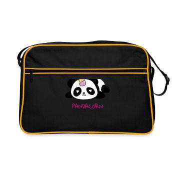 Pandacorn, Panda, Einhorn, Unicorn, Geschenk Idee - Retro Tasche - Schwarz/Gold - Vorne
