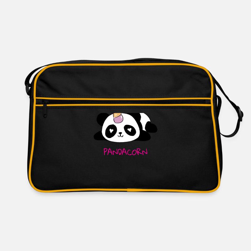 Pandacorn, Panda, Einhorn, Unicorn, Geschenk Idee - Retro Tasche - Schwarz/Gold