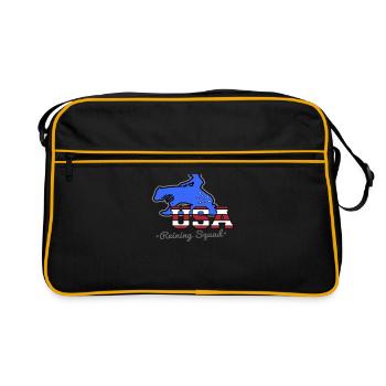 Reining Horse Sliding Stop - Western riding Gift - Retro Tasche - Schwarz/Gold - Vorne