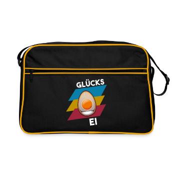 GLÜCKS EI - Retro Tasche - Schwarz/Gold - Vorne