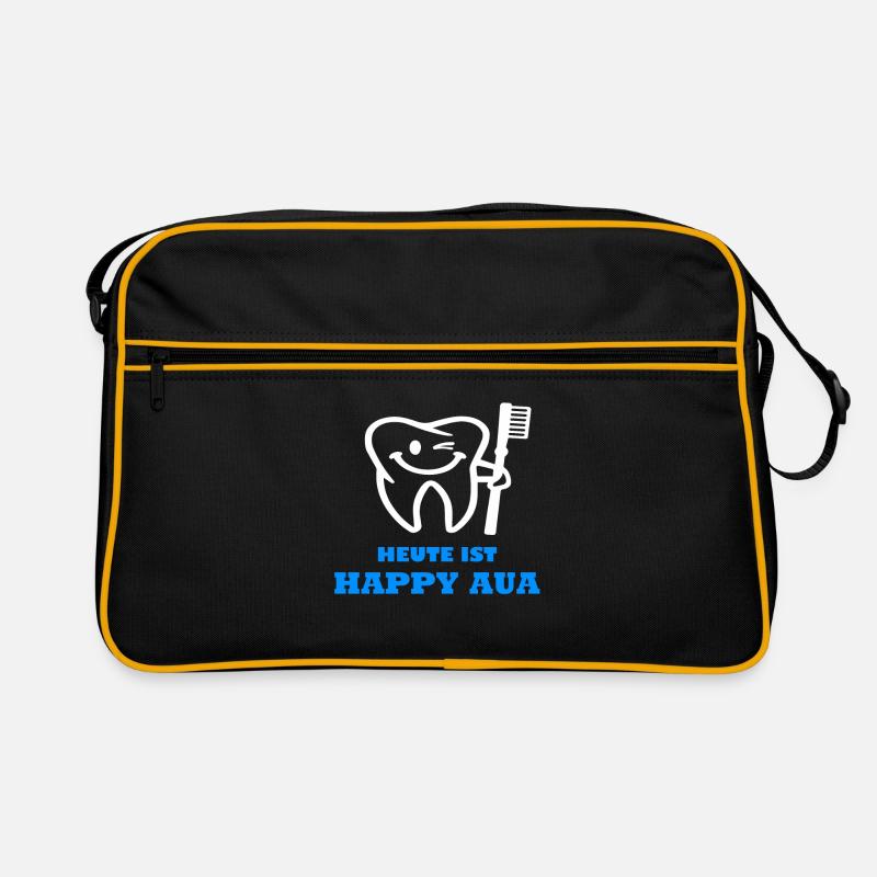 Zahnarzt Happy Aua Spruch Geschenk - Retro Tasche - Schwarz/Gold
