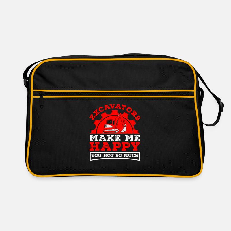 Baggerfahrer Bagger machen mich glücklich Spruch Retro Tasche