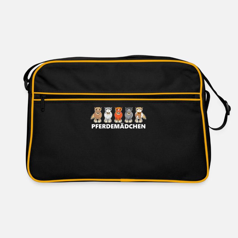 Pferdemädchen Pferde Reiten - Retro Tasche - Schwarz/Gold