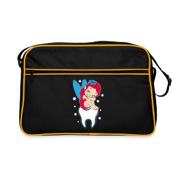 Dentist Dentist tooth fairy elf - Retro Bag - black/gold - Front