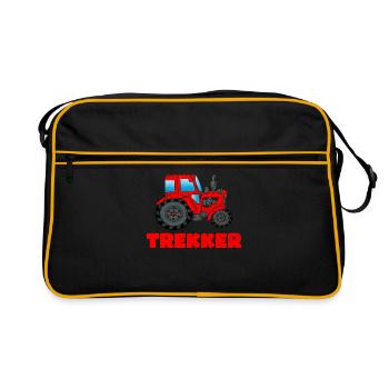 Trekker Traktor Traktoren Spruch Geschenk - Retro Tasche - Schwarz/Gold - Vorne