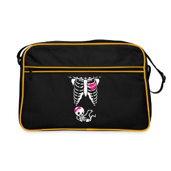 Skeleton Rib cage Pregnant baby expectant mother - Retro Bag - black/gold - Front