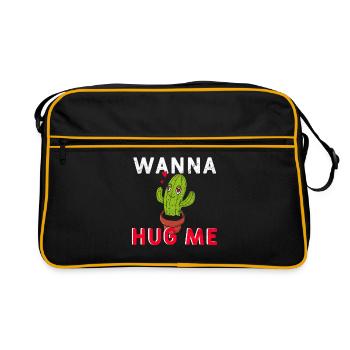 Cactus wanna hug me - Retro Bag - black/gold - Front