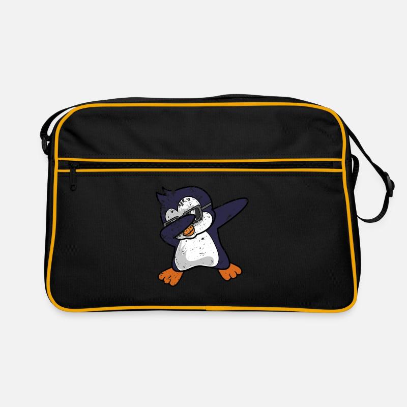 Pinguin Dab Dabbing - Retro Tasche - Schwarz/Gold