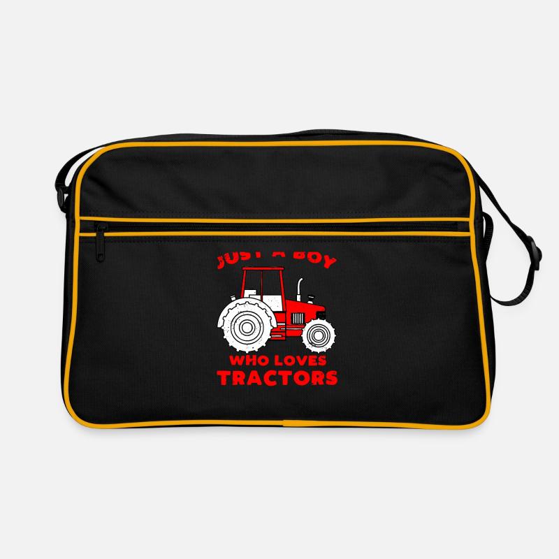 Nur ein Junge der Traktor Traktoren liebt - Retro Tasche - Schwarz/Gold