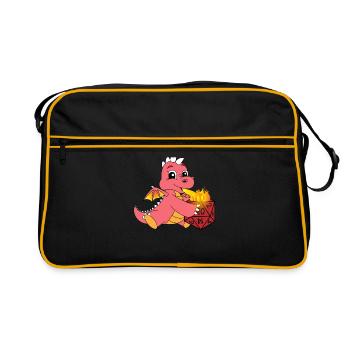 Jeu de dés cubiques Dragon - Sac Retro - noir/or - Devant