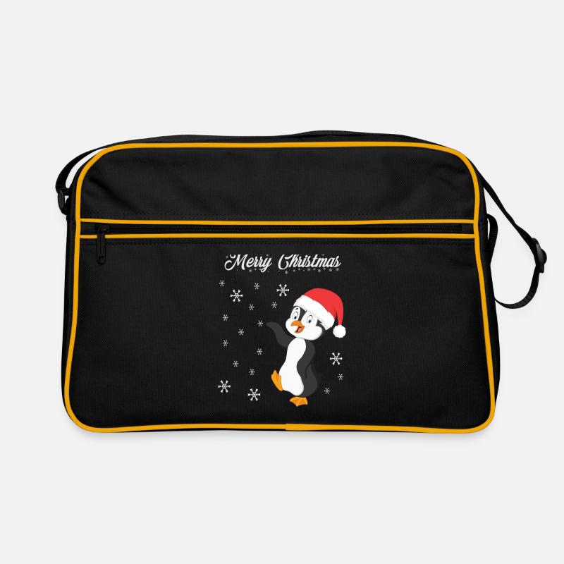 Thème de Noël Joyeux Noël Pingouin de Noël - Sac Retro - noir/or