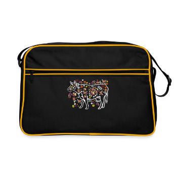 Vaches Agriculteur Cadeau - Sac Retro - noir/or - Devant
