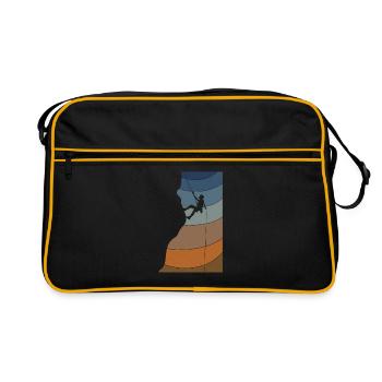 Felsklettern Kletterer - Retro Tasche - Schwarz/Gold - Vorne