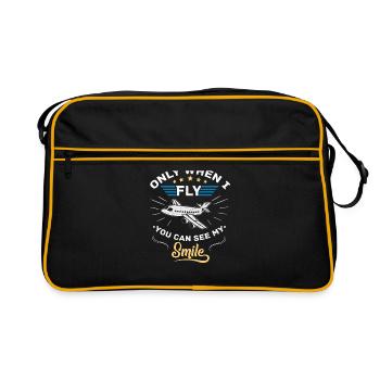Piloten Spruch Pilot - Retro Tasche - Schwarz/Gold - Vorne