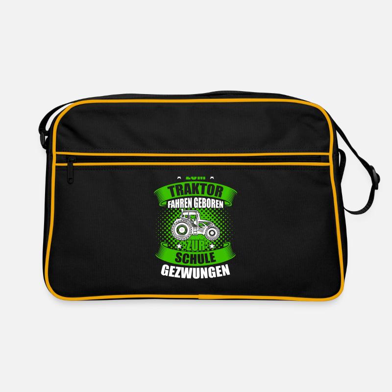 Traktorfahrer Sprüche Landwirt - Retro Tasche - Schwarz/Gold