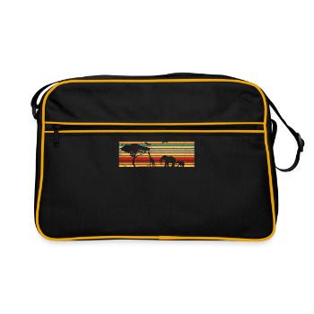 Éléphant d'Afrique girafe vintage - Sac Retro - noir/or - Devant