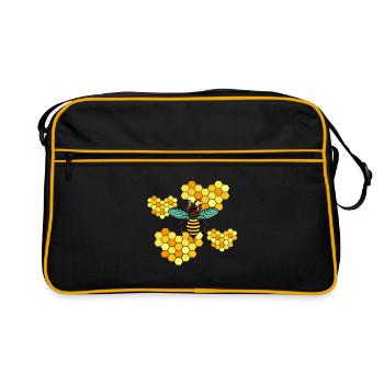 Cadeau d'abeille apiculteur - Sac Retro - noir/or - Devant