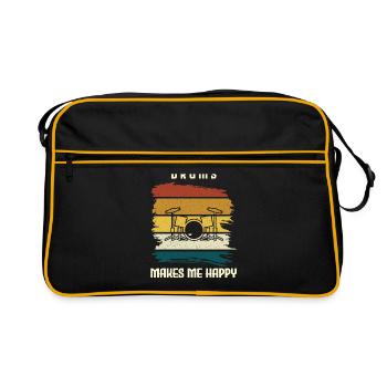 Les tambours me rendent heureux les tambours - Sac Retro - noir/or - Devant