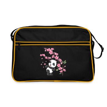 Panda Cherry Blossom Cherry Blossom Japanese Pandas - Retro Bag - black/gold - Front