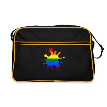 LGBT Regenbogen - Retro Tasche - Schwarz/Gold - Vorne