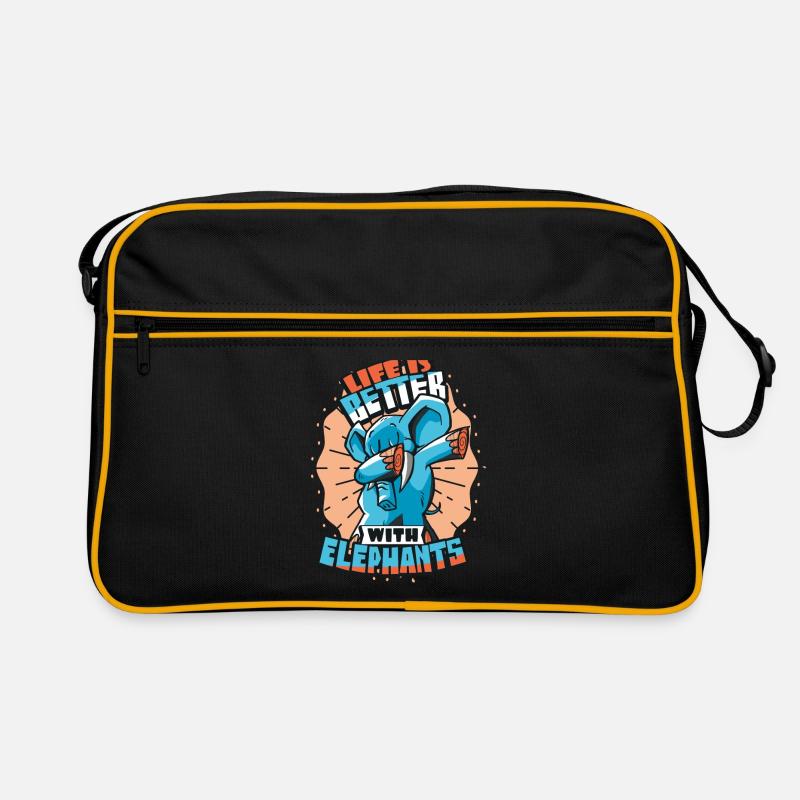 Elefant - Retro Tasche - Schwarz/Gold