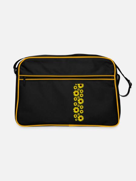 Sunflowers, sunflowers, flowers, flowers, floral - Retro Bag - black/gold - Front