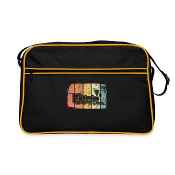 Lokomotive vintage Eisenbahn Zug - Retro Tasche - Schwarz/Gold - Vorne
