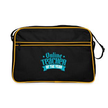 Online Lehrer des Jahres - Retro Tasche - Schwarz/Gold - Vorne