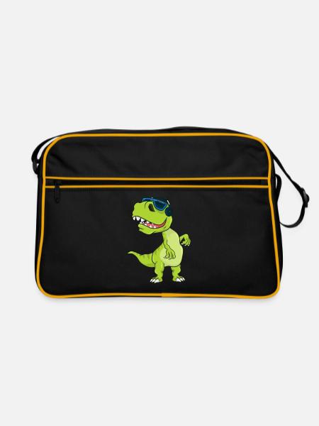 Dinosaurier Musik - Retro Tasche - Schwarz/Gold