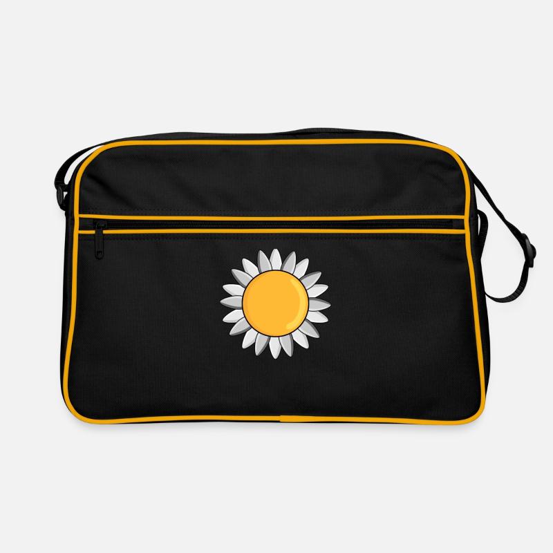 Blume Gänseblümchen - Retro Tasche - Schwarz/Gold