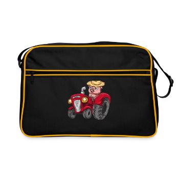 Tracteur porcine agriculteur - Sac Retro - noir/or - Devant