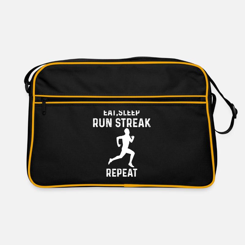 Eat Sleep Run Streak Repeat Funny Runner - Retro Bag - black/gold