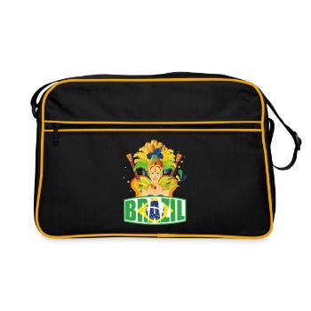 Brésil Brésil Musique du drapeau brésilien - Sac Retro - noir/or - Devant