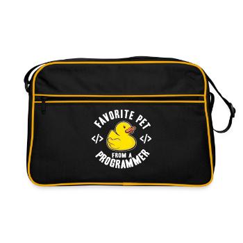 Favorite Pet From A Programmer Funny Rubber Duck - Retro Bag - black/gold - Front