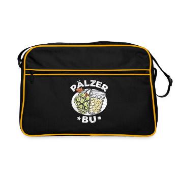 Pälzer Bu Lustig Pfälzer Geschenk Wein Schorle - Retro Tasche - Schwarz/Gold - Vorne