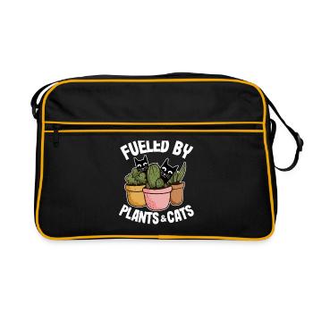 Fueled By Plants & Cats Funny Cat Lover Gardening - Retro Bag - black/gold - Front