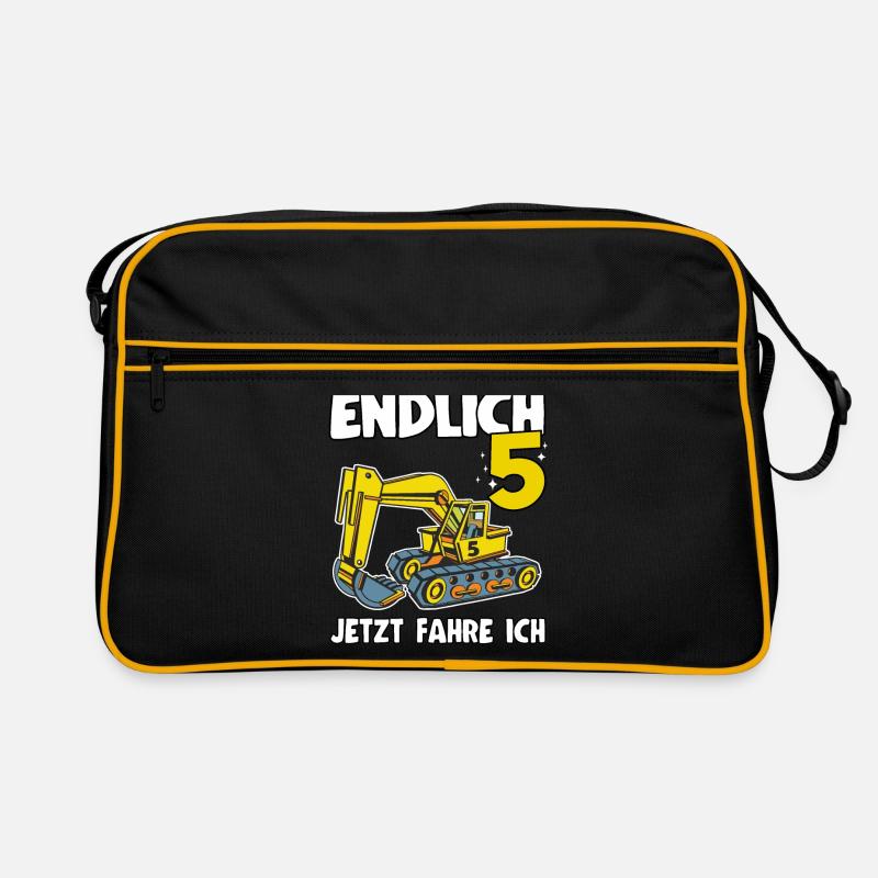 5. Geburtstag Bagger Geschenk Junge 5 Jahre Jungen Retro Tasche