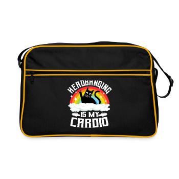 Headbanging Is My Cardio Cat Rainbow Heavy Metal - Retro Bag - black/gold - Front