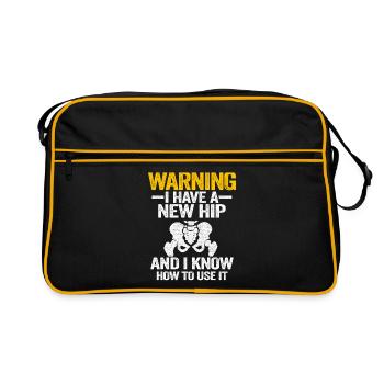 Hanche OP Chirurgie Récupération Drôle Nouvelle hanche - Sac Retro - noir/or - Devant