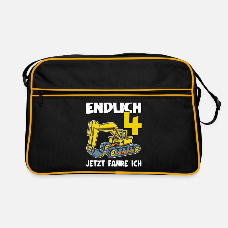 4. Geburtstag Bagger Geschenk Junge 4 Jahre Jungen Retro Tasche