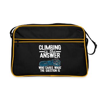 Klettern Ist Die Antwort Kletterer Bouldern Lustig - Retro Tasche - Schwarz/Gold - Vorne