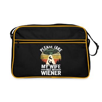 Teckel papa maître teckel propriétaire blaireau - Sac Retro - noir/or - Devant