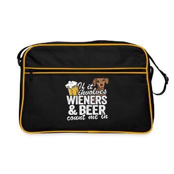 Teckel et bière teckel propriétaire du blaireau amant - Sac Retro - noir/or - Devant
